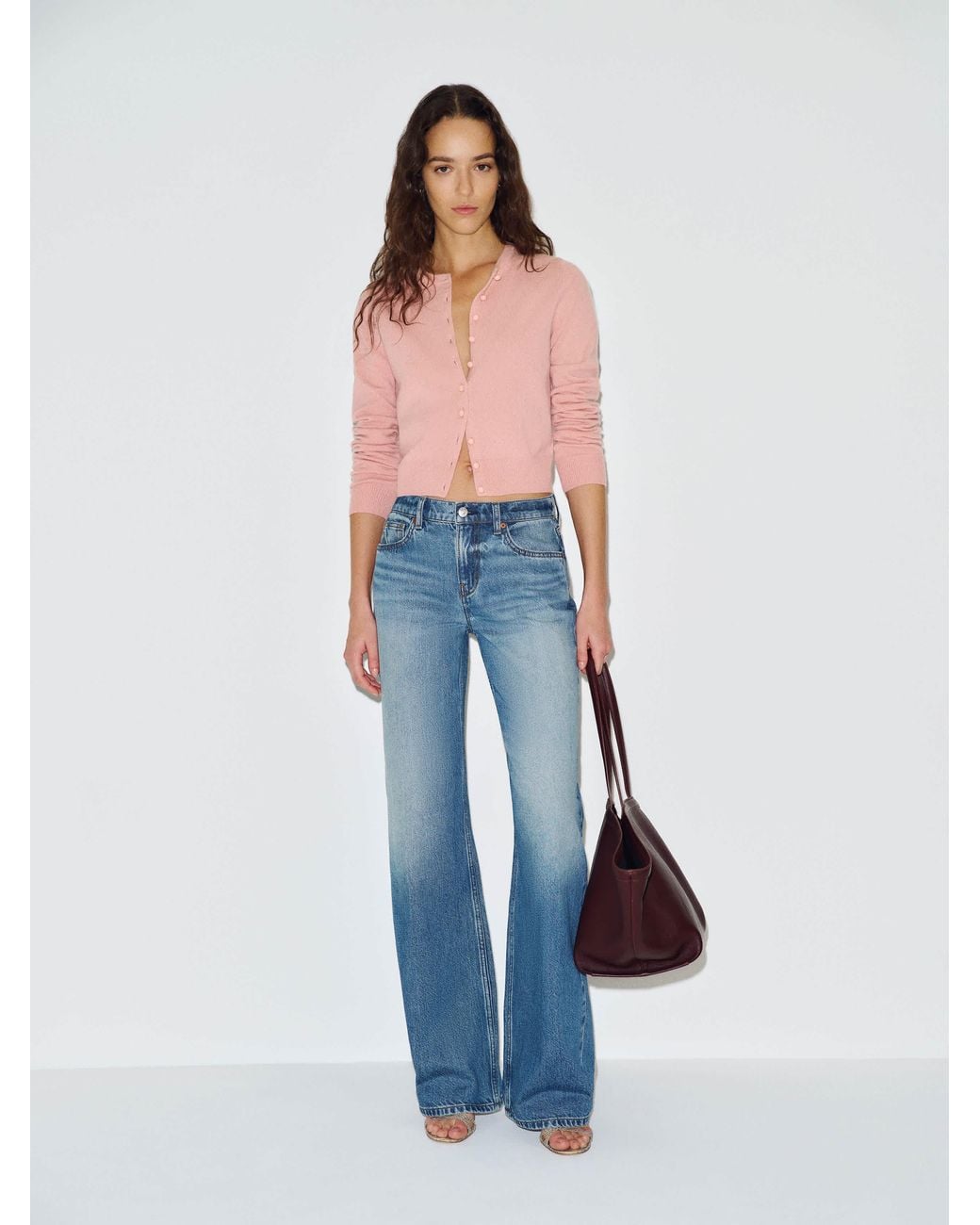Reformation Blue Caspia Cashmere Cropped Cardigan