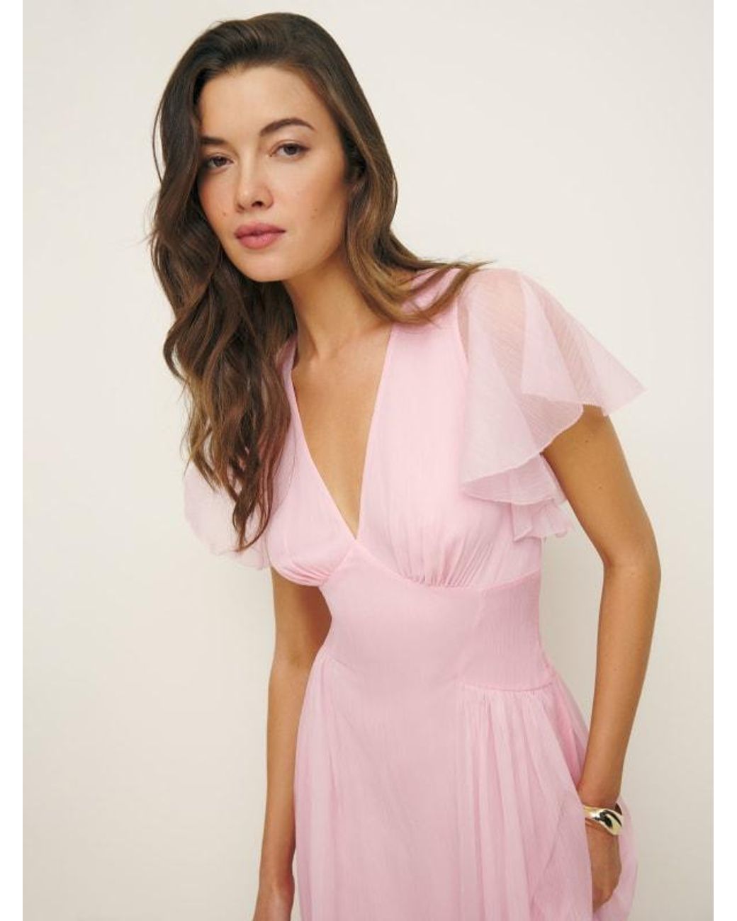 Reformation Pink Wrap Dress Reformation Winslet Dress In Pink Lyst UK
