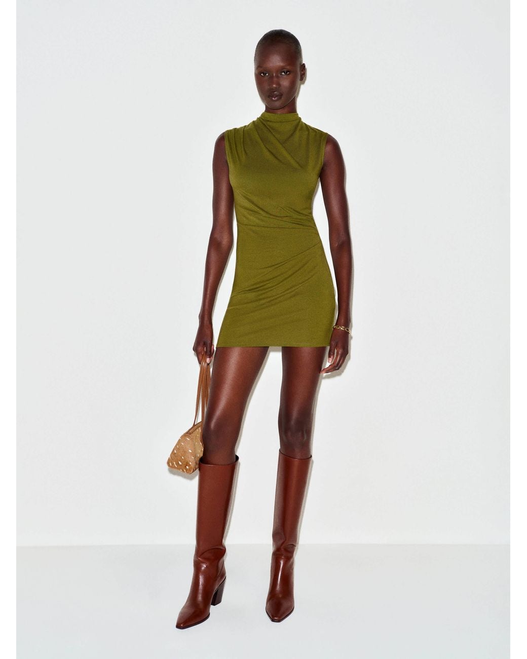 Reformation Green Amias Knit Dress