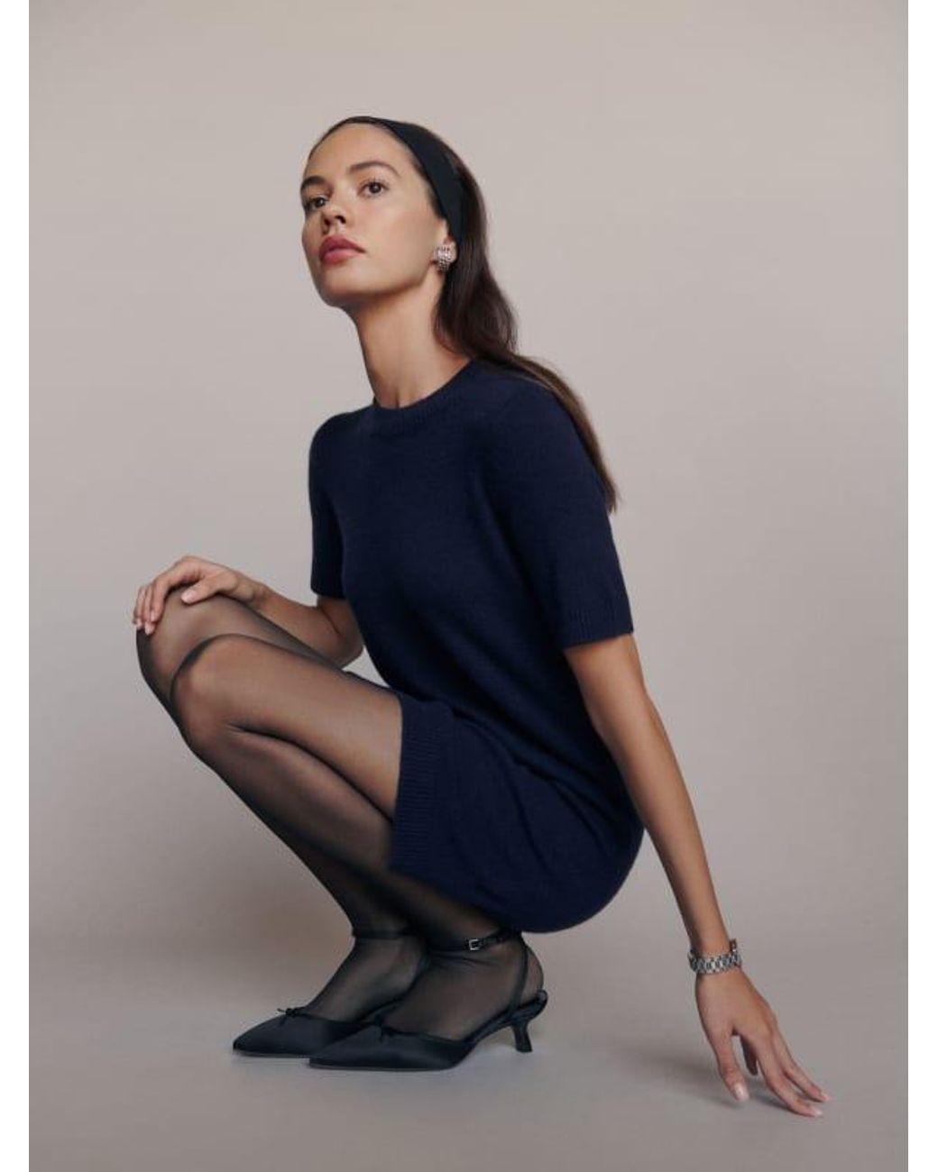 reformation bell cashmere mini dress Reformation Bell Cashmere Mini Dress in Blue