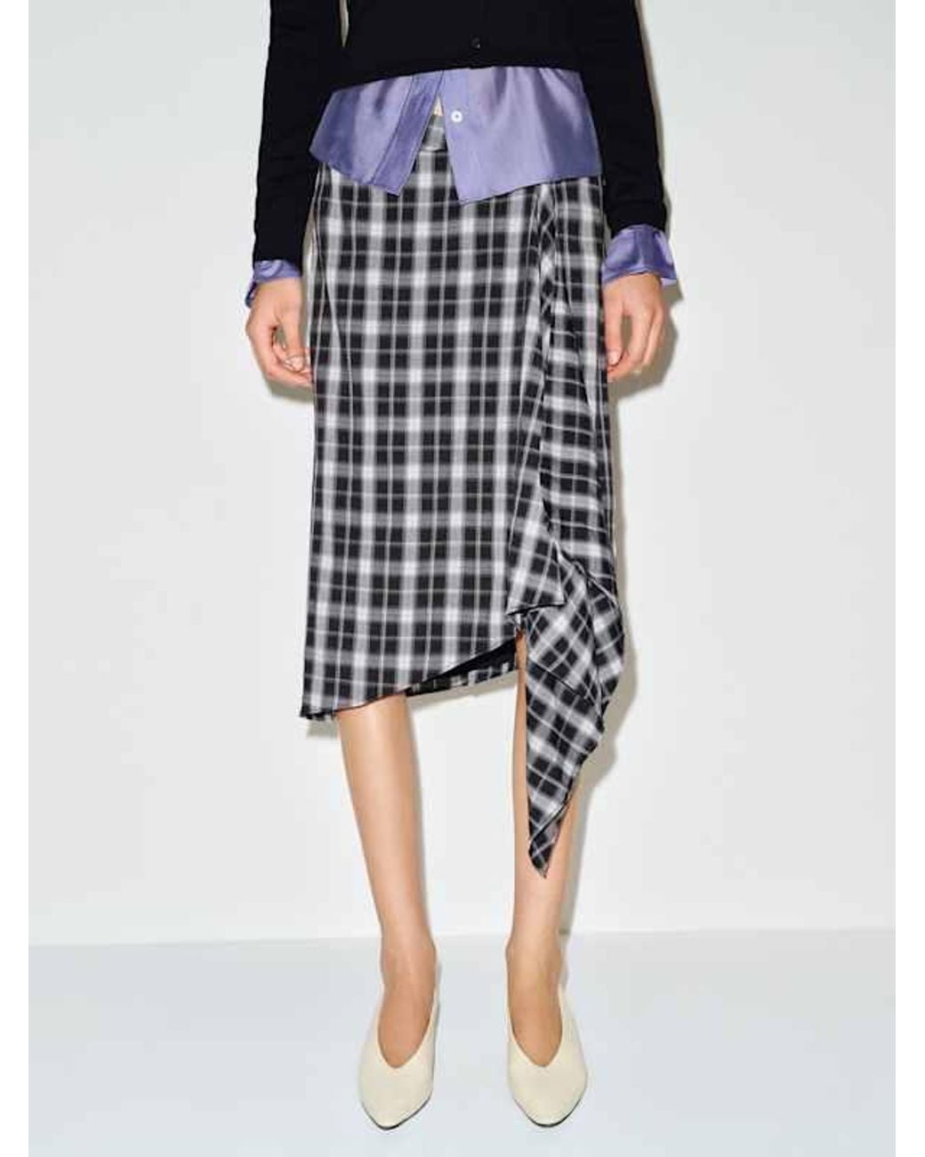 Reformation Blue Cece Skirt/ Plaid 0