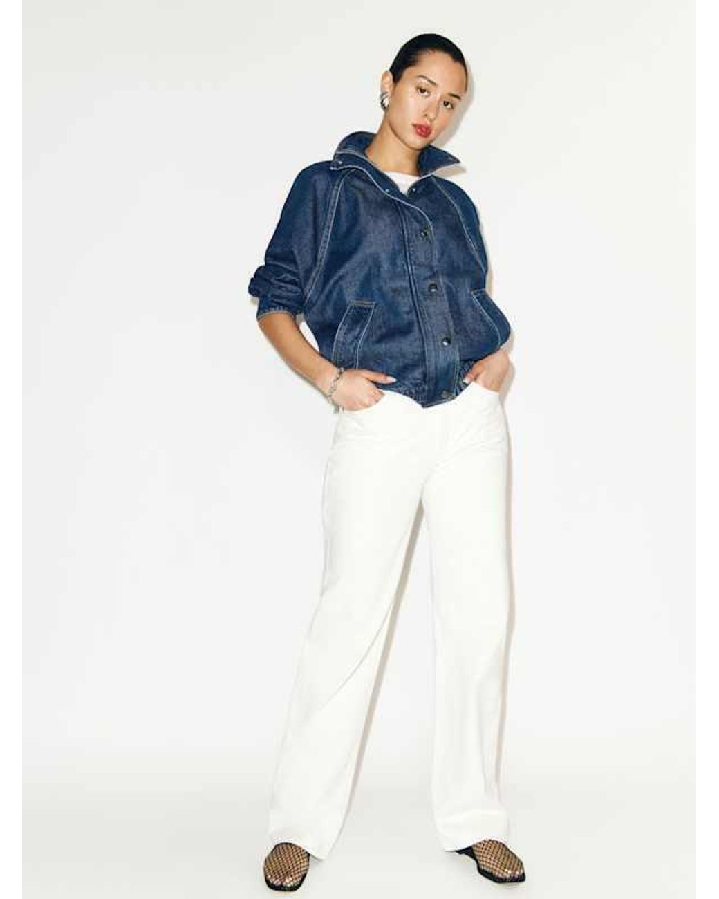 Reformation/Mette Lived-in デニム ボンバー ジャケット reformation-Riscoe-Mette-Lived