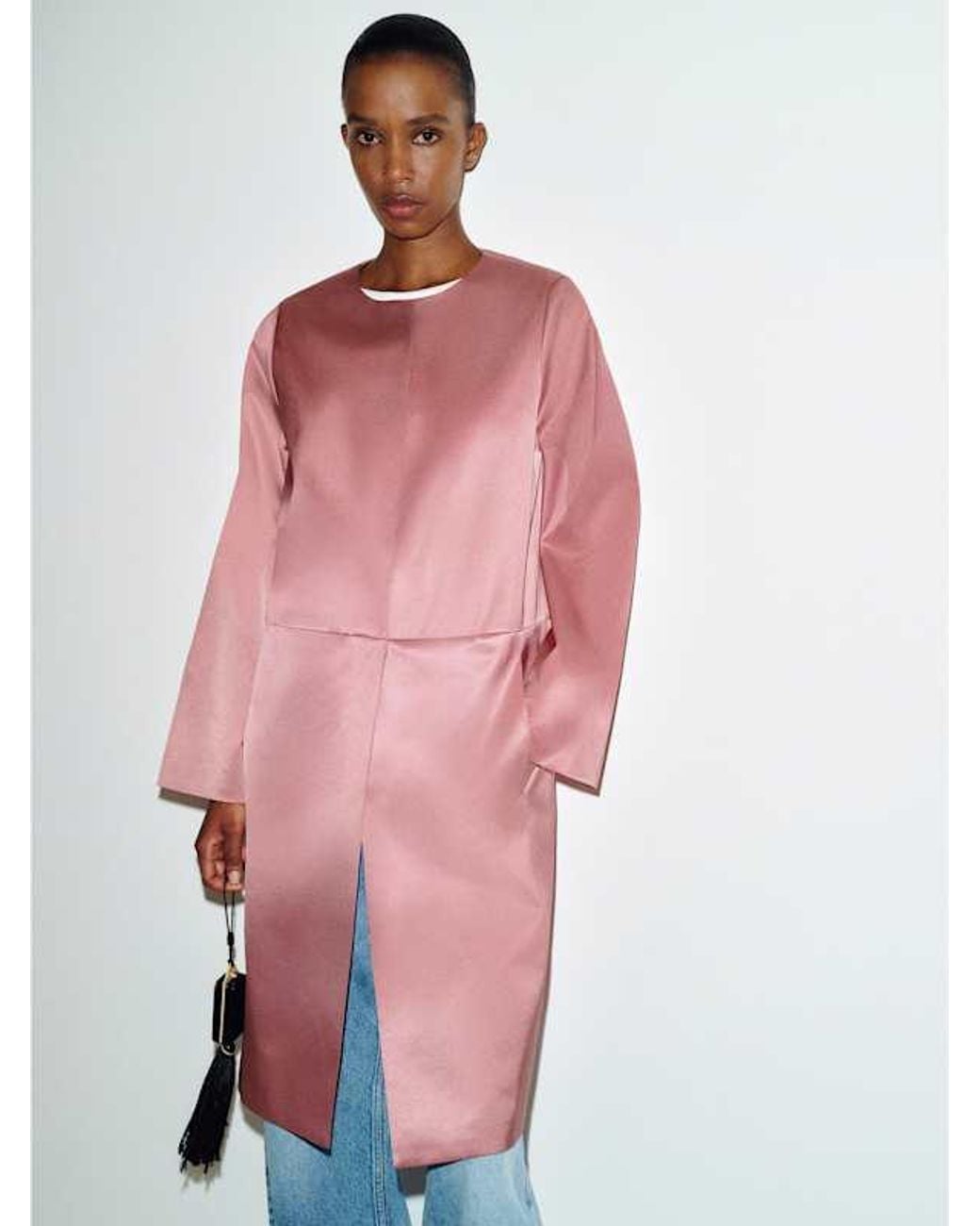 Reformation White Stella Satin Coat