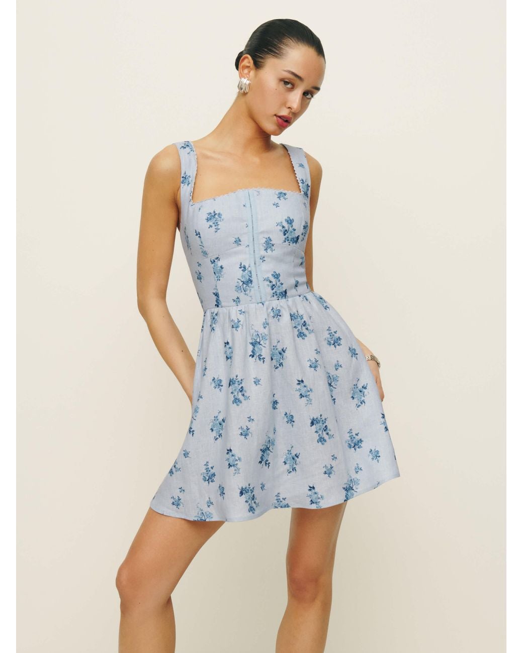 Reformation Sheri Linen Dress in Blue | Lyst Reformation Sheri Linen Dress in Blue | Lyst