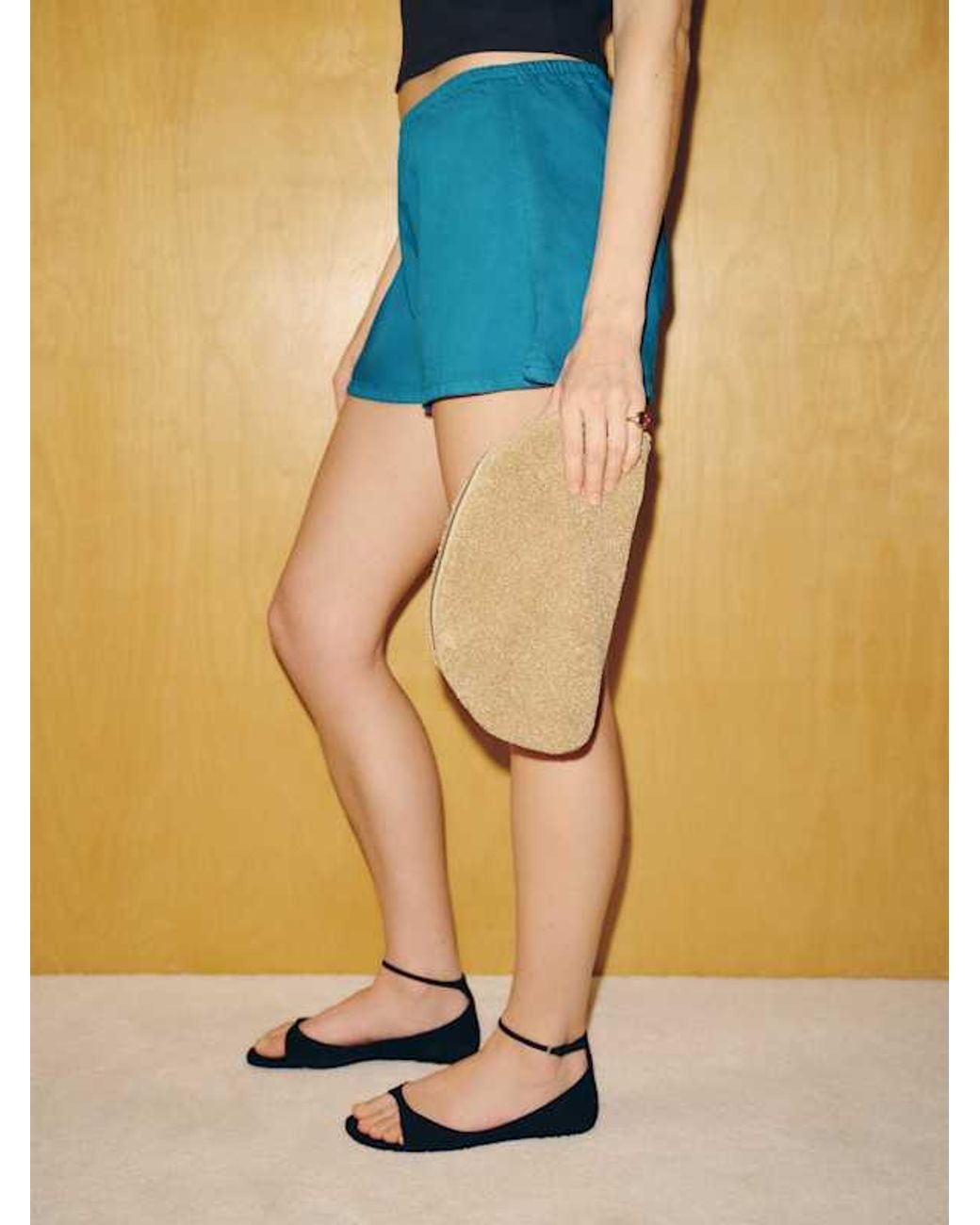 Reformation Blue Molly Maude Clutch Raffia