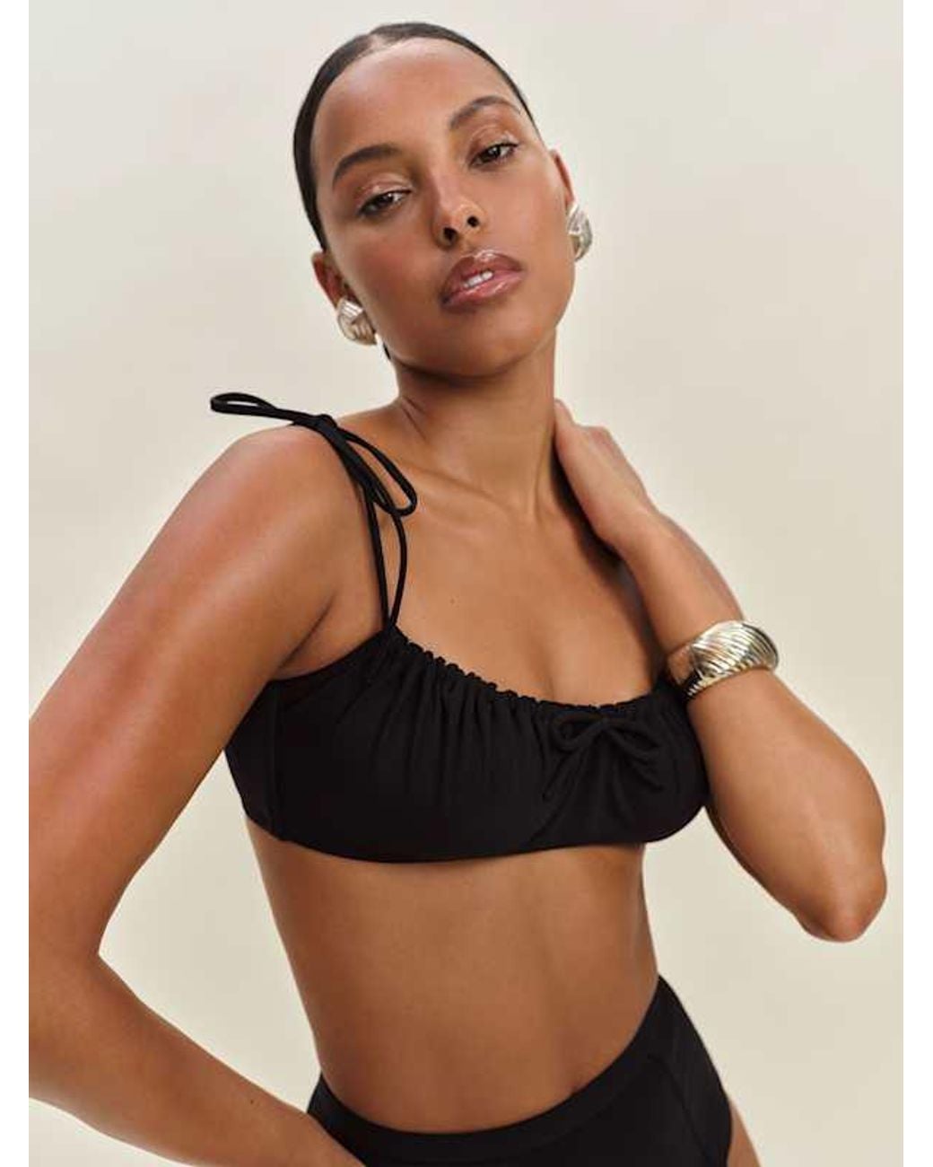 Reformation Black Kahiwa Bikini Top