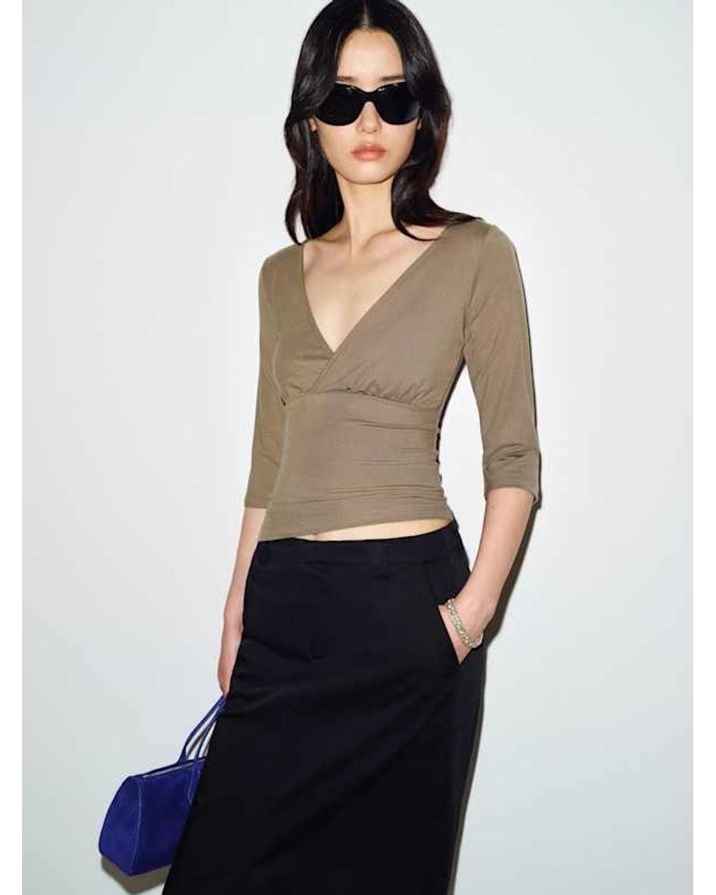 Reformation Blue Aylani Knit Top