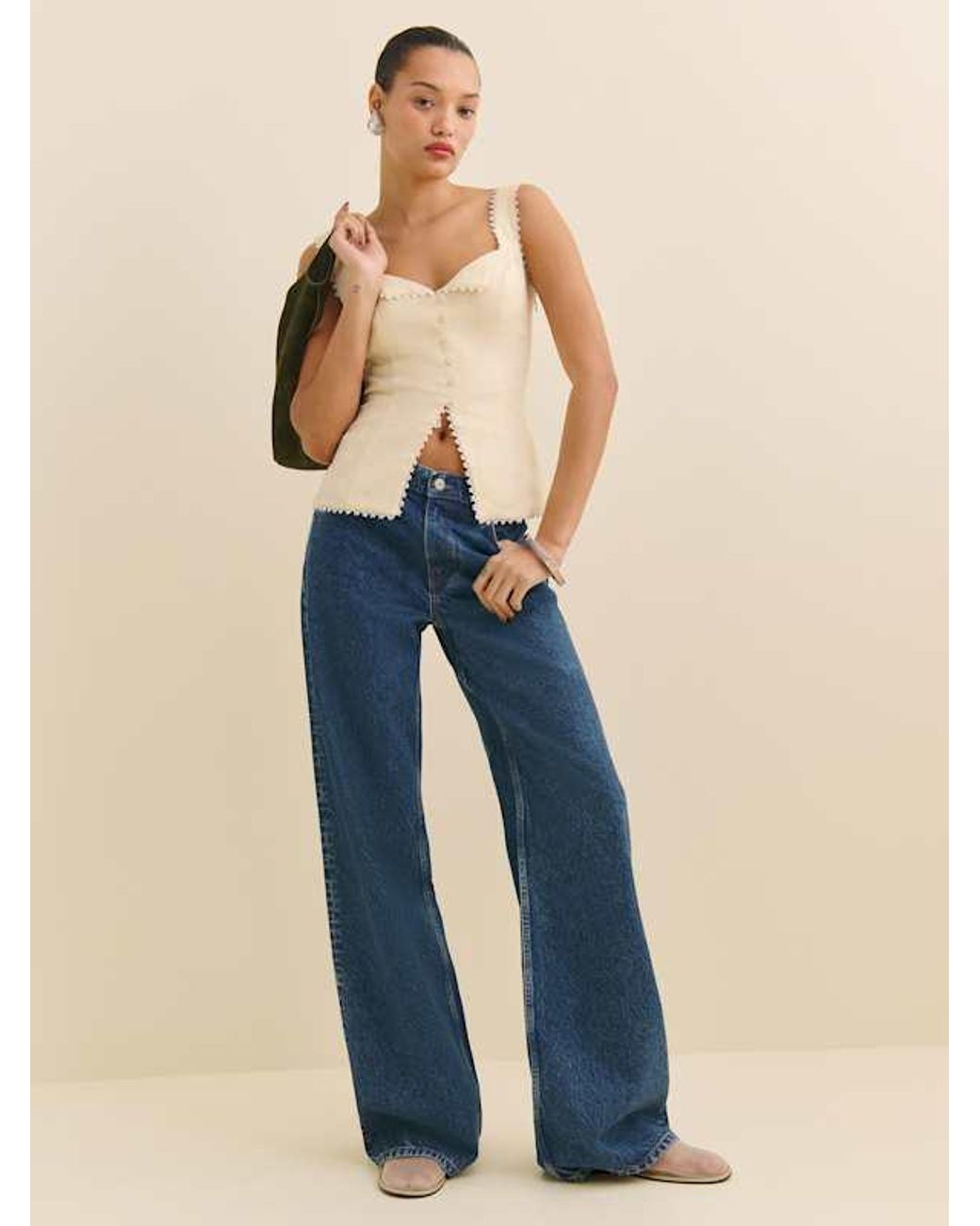 Reformation Natural Viola Linen Top 0
