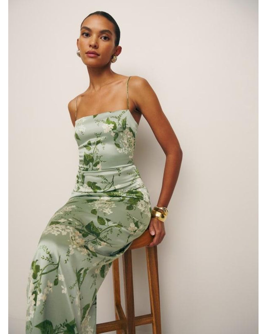 slim fit dress slacks Reformation pre-owned green halterneck dress - size UK 14