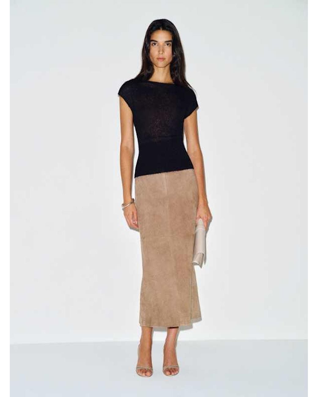 Reformation Black Rhiannon Sheer Alpaca Sweater Top
