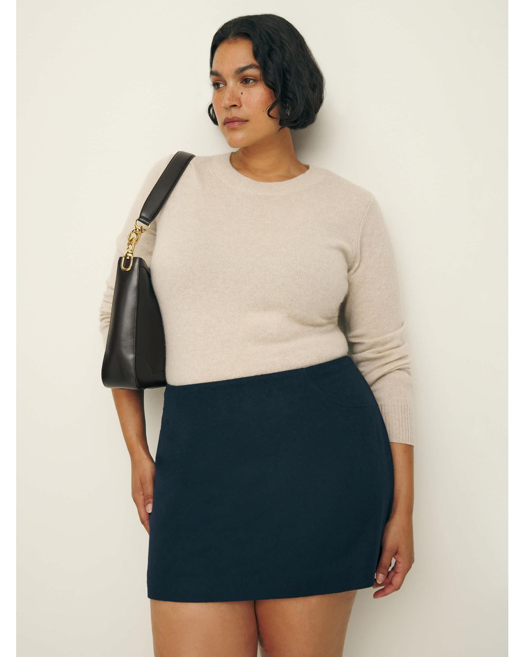 Reformation Blue Mid-Rise Buxton Mini Skirt