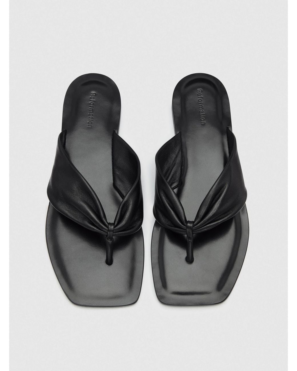 Reformation Black Larsen Thong Sandal Leather