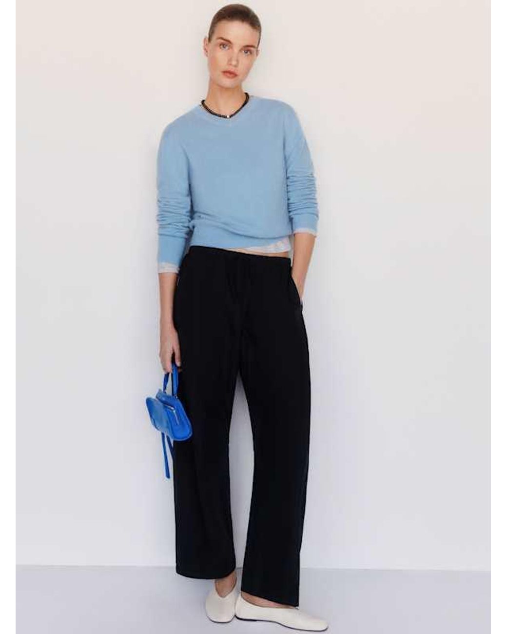 Reformation Blue Landon Cashmere V-Neck