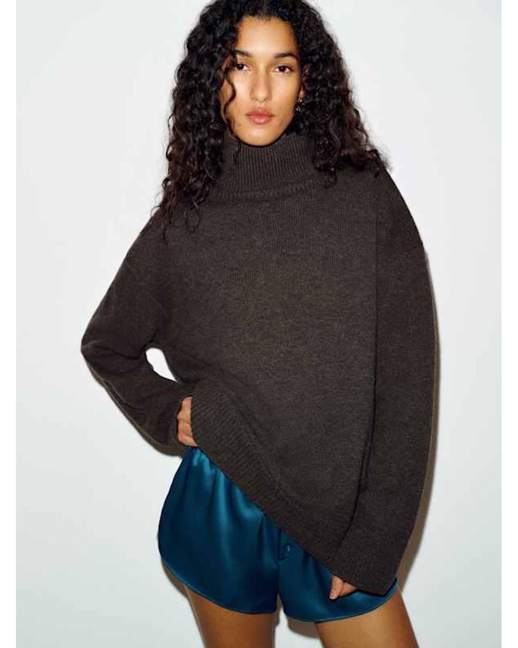Reformation Black Jules Oversized Regenerative Wool Turtleneck