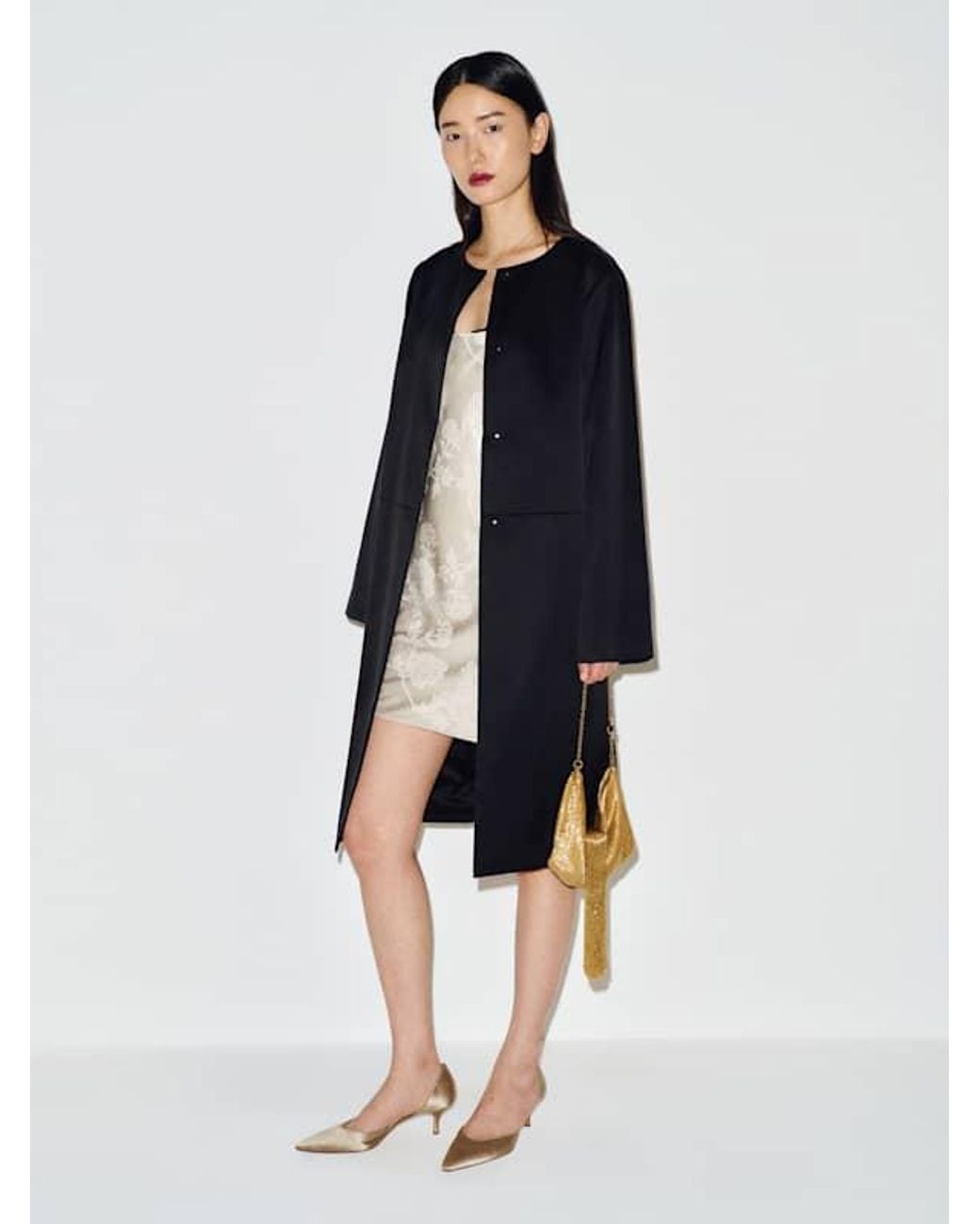 Reformation Blue Stella Satin Coat