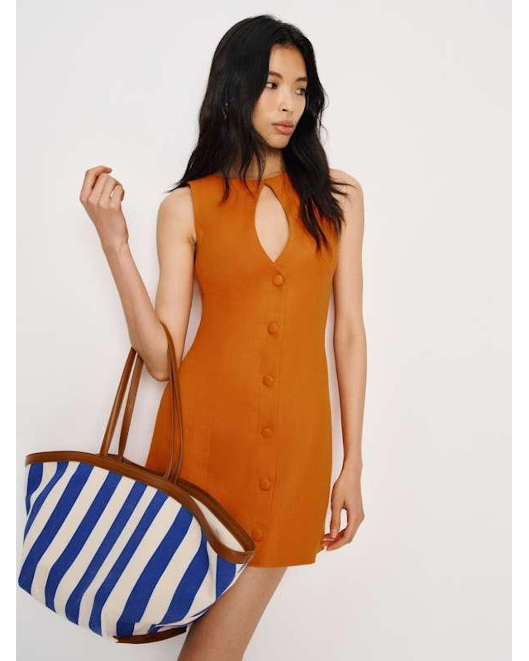 Reformation Pola Linen Dress 0 in Orange | Lyst