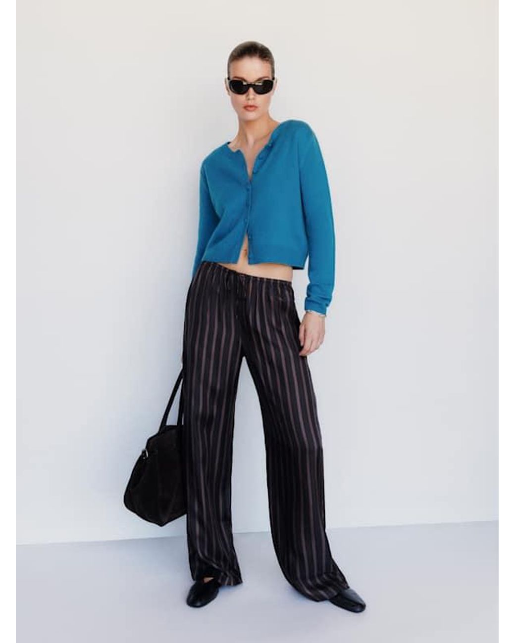 Reformation Blue Clara Cashmere Crew Cardigan