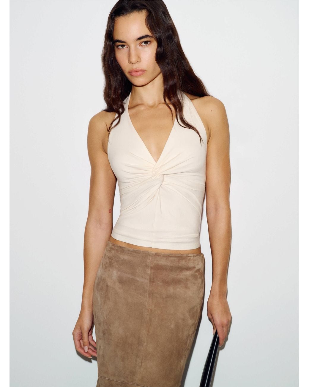 Reformation White Sydney Knit Top