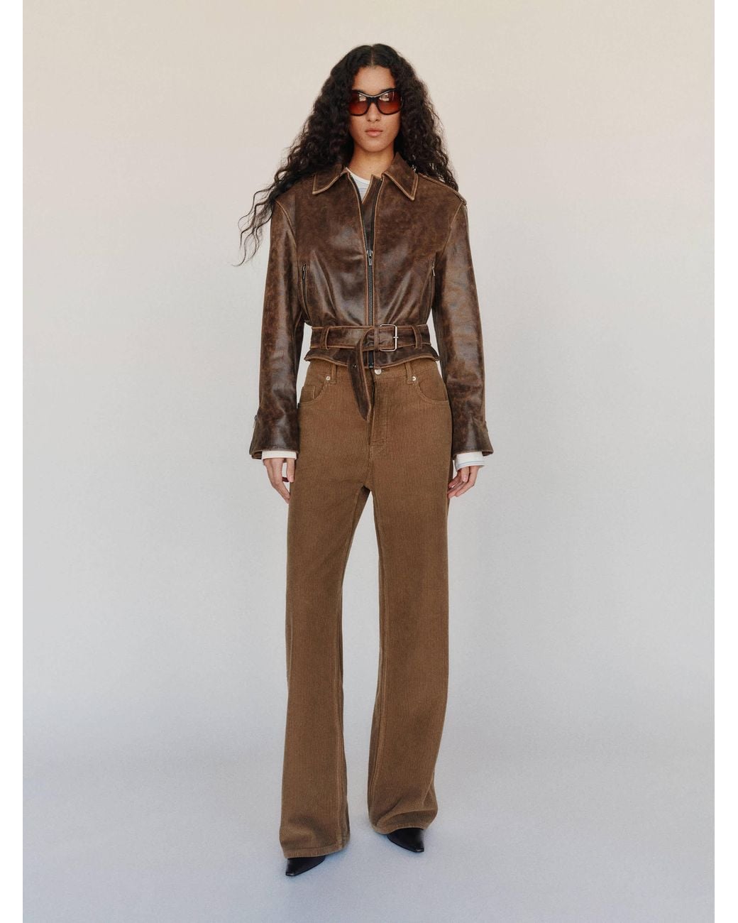 Reformation Brown Clyde Low Rise Baggy Jean Denim