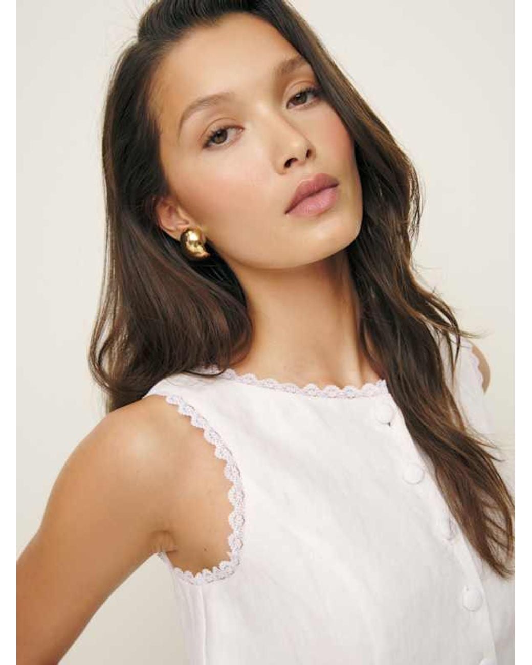 Reformation White Amela Linen Top 0