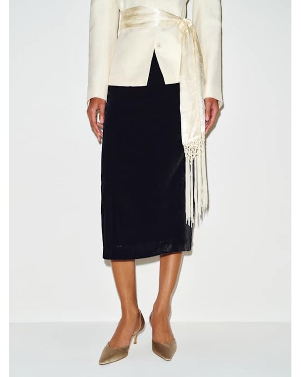 Reformation Blue Helen Velvet Skirt 0