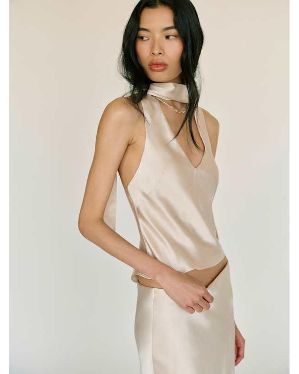 Reformation Natural Pomelle Silk Two Piece