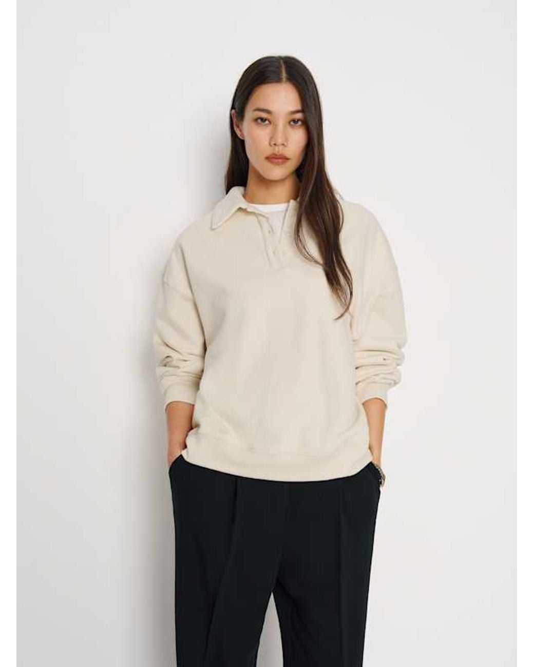 Reformation Natural Nico Classic Polo Sweatshirt