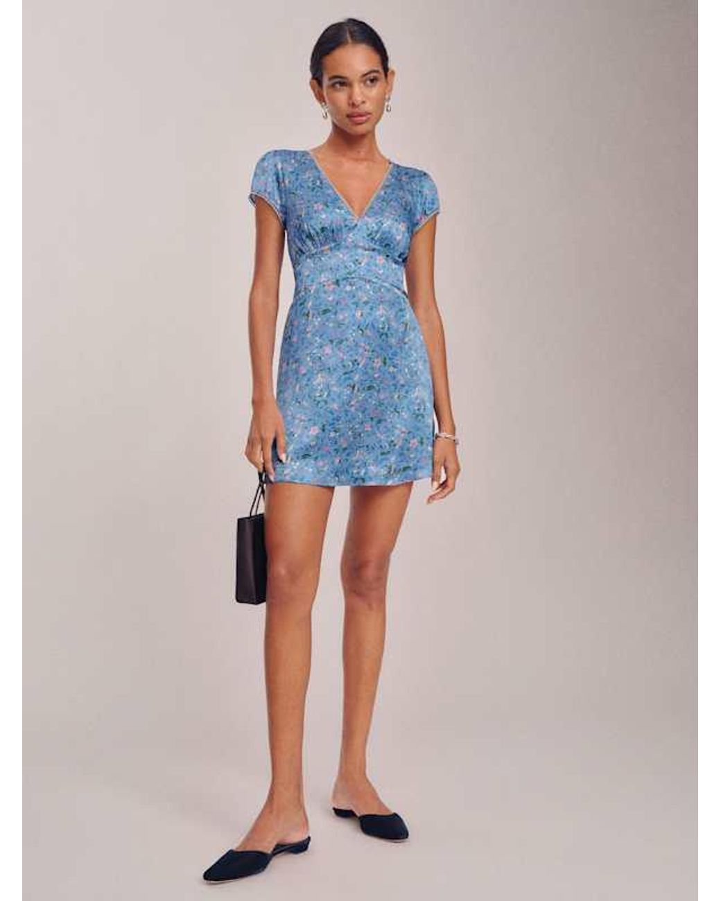 reformation amellia silk dress Reformation Amellia Silk Dress 2 in Blue