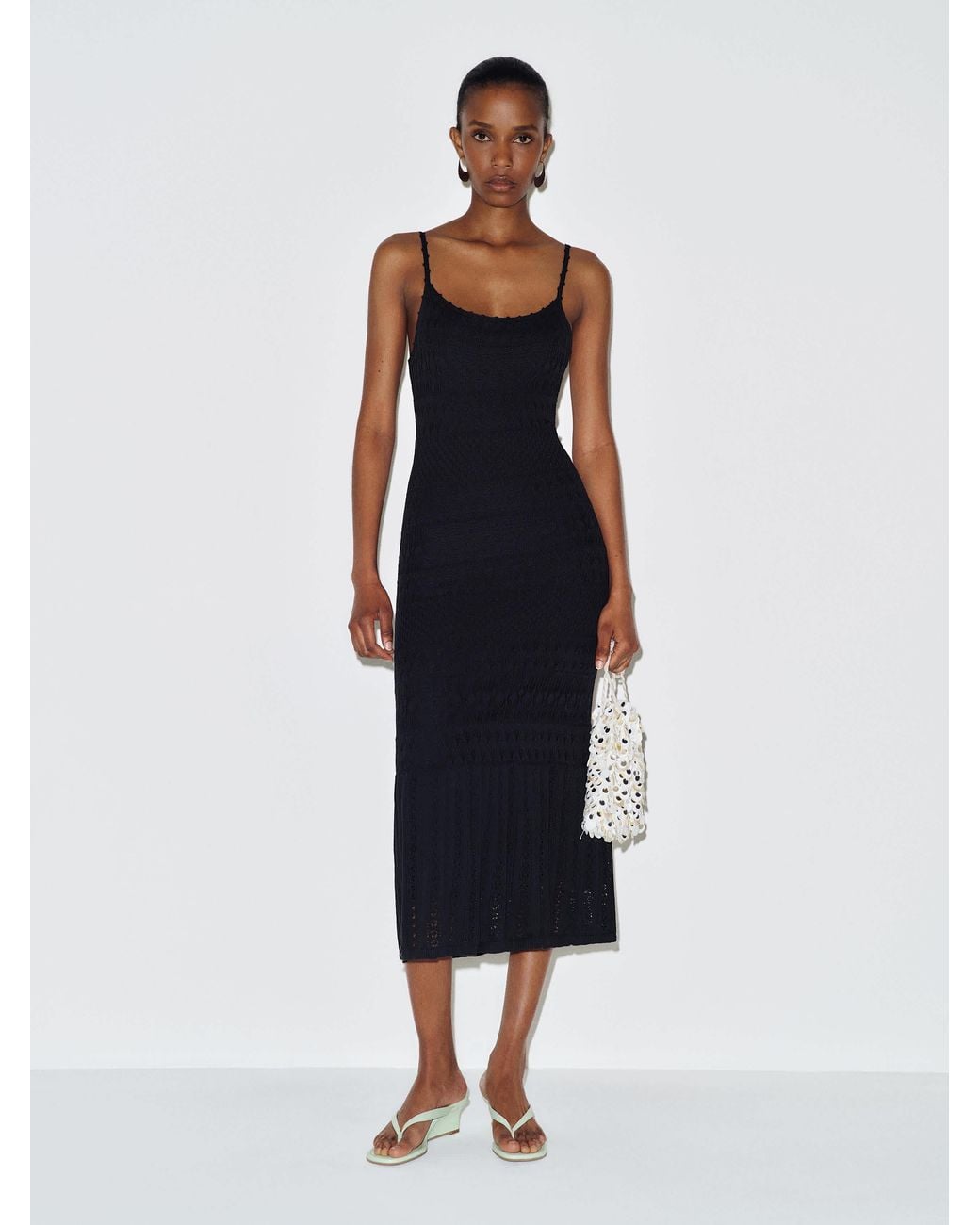 Reformation Blue River Cotton Crochet Sweater Dress
