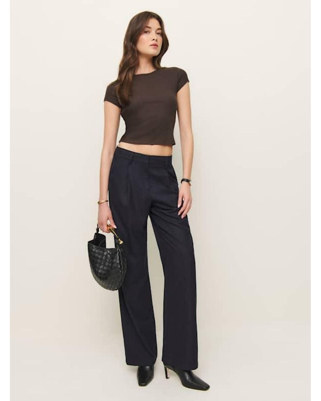 Reformation Gray Cropped Fitted Muse Tee