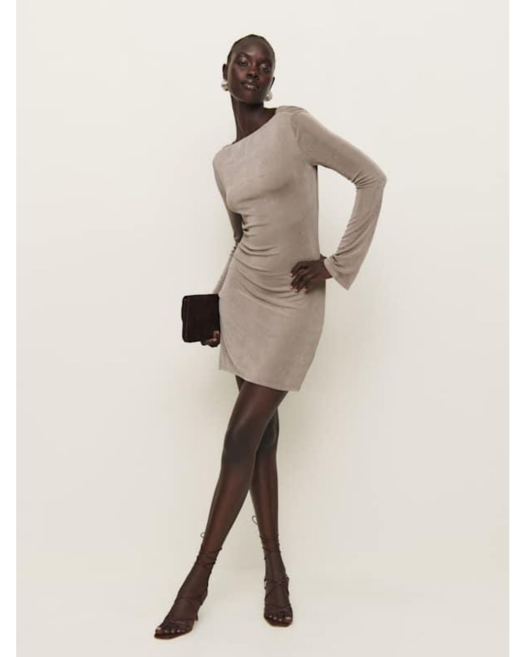 black long sleeve knitted midi dress Mari Knit Long Sleeve Collared Midi Dress