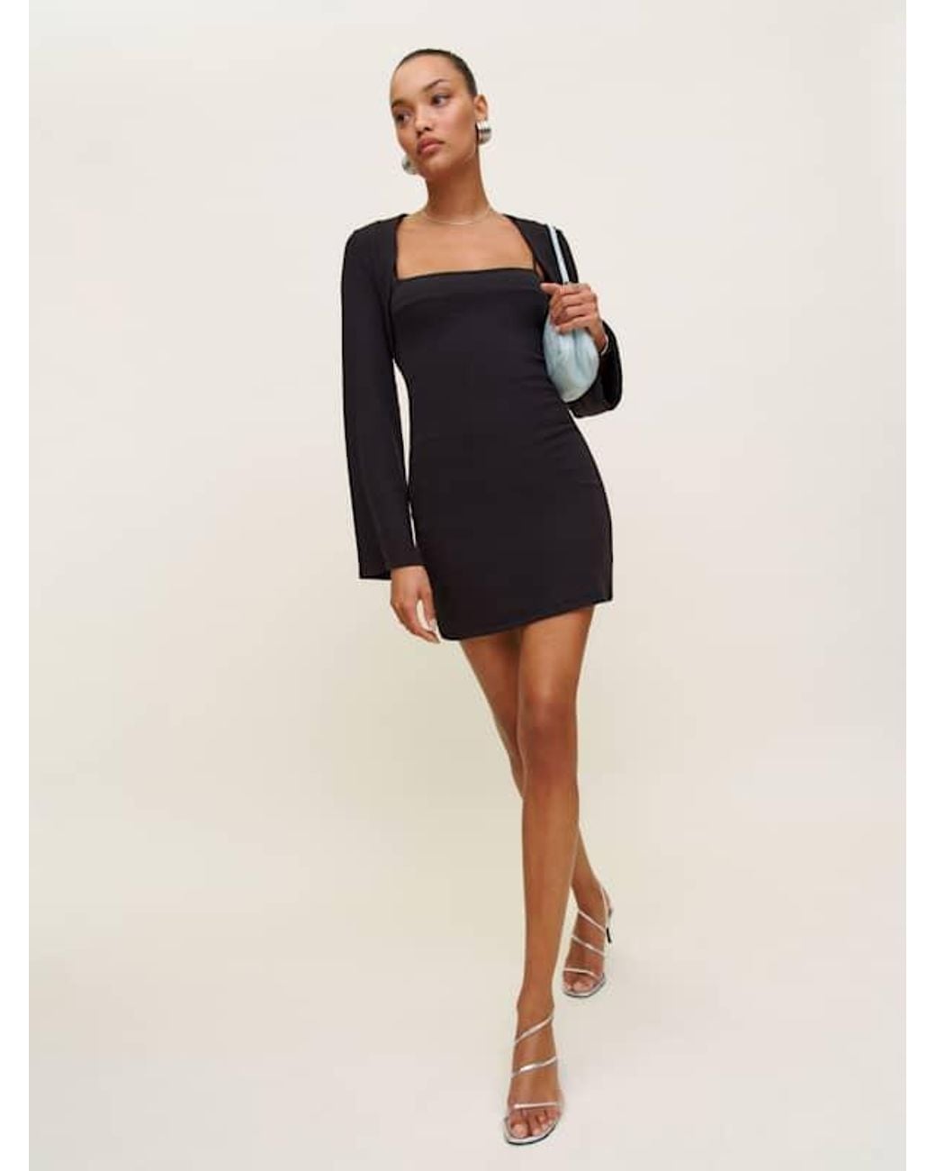 Reformation Black Chloe Knit Shrug Dress Set