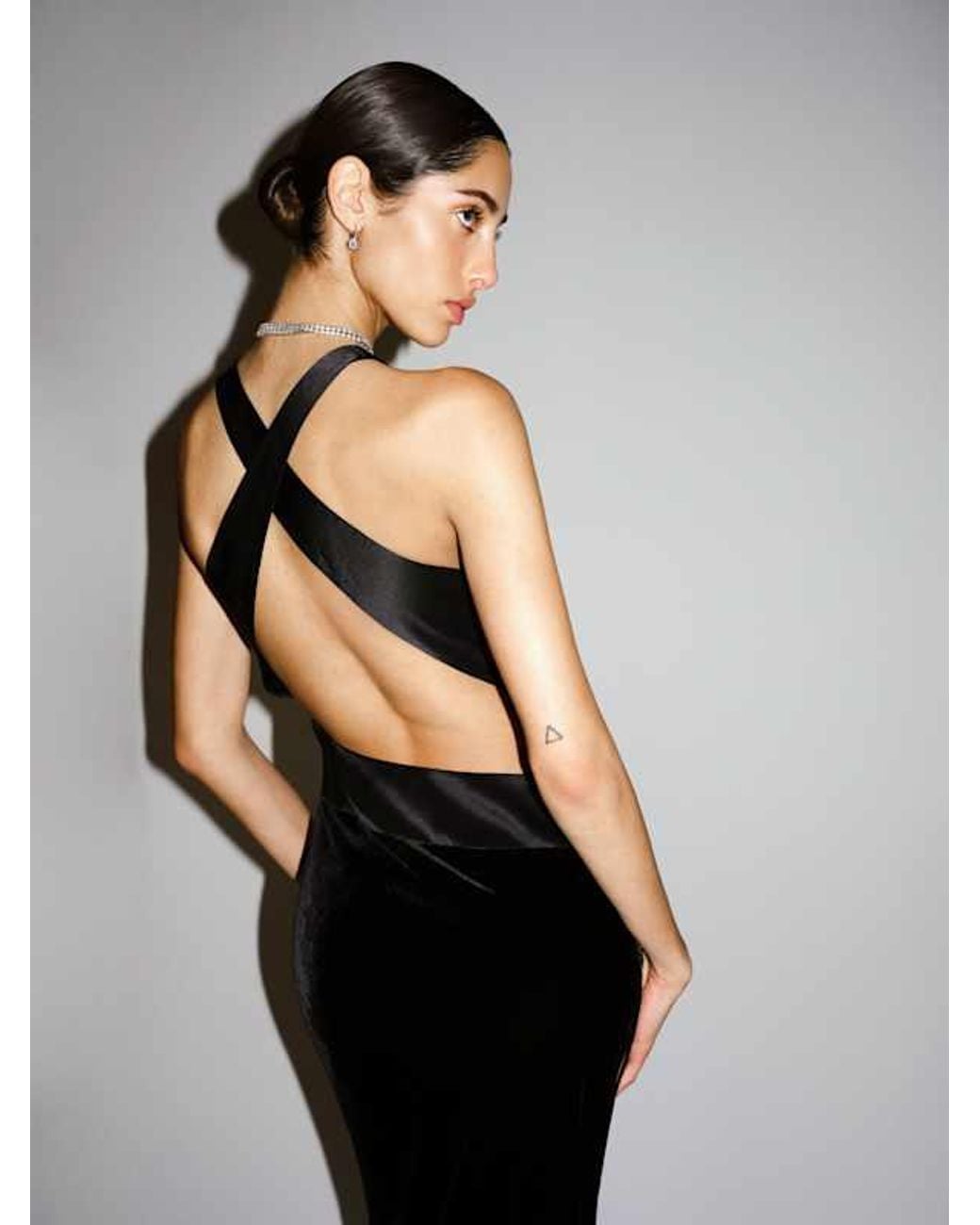 Reformation Emmalee Velvet Dress in Black