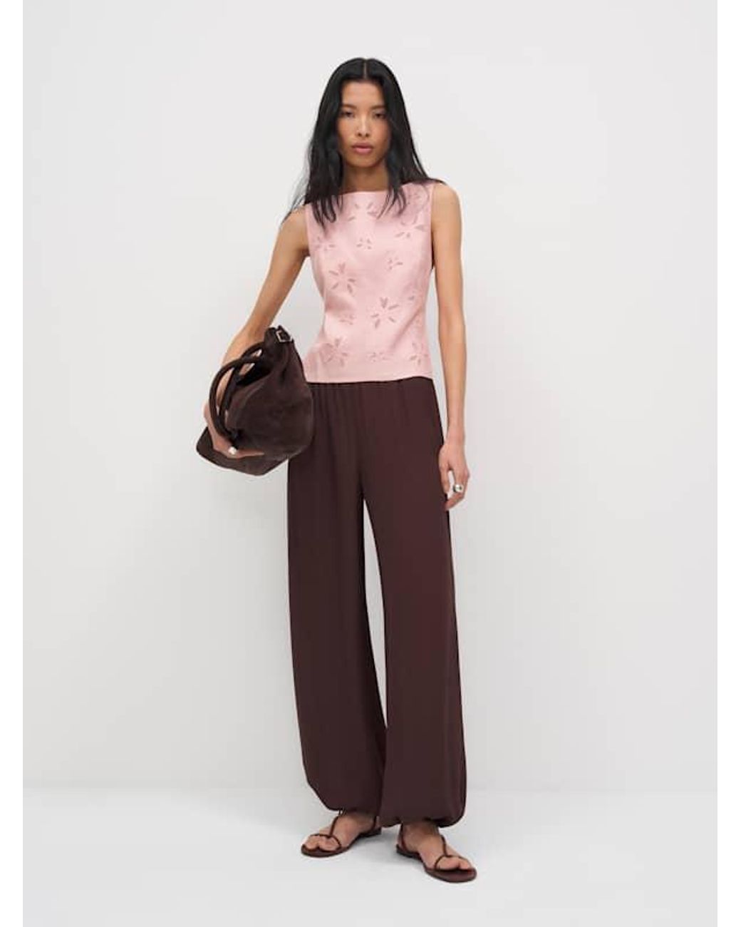 Reformation Pink Evelina Linen Top 0