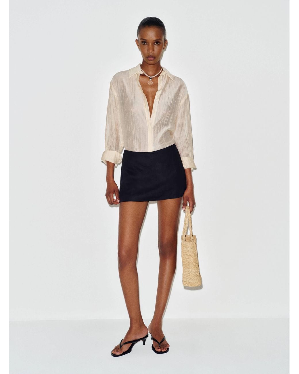 Reformation White Penelope Linen Skort
