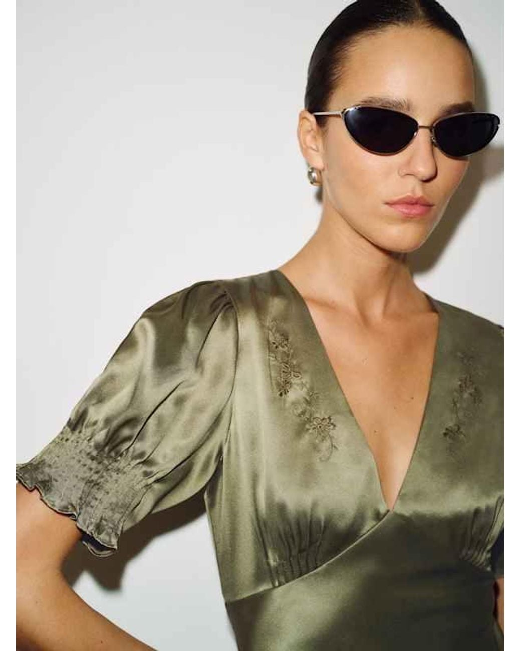 Reformation Green Sacha Silk Dress