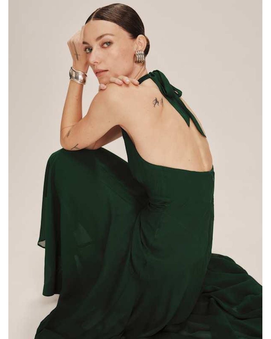 Reformation Green Briony Dress 0