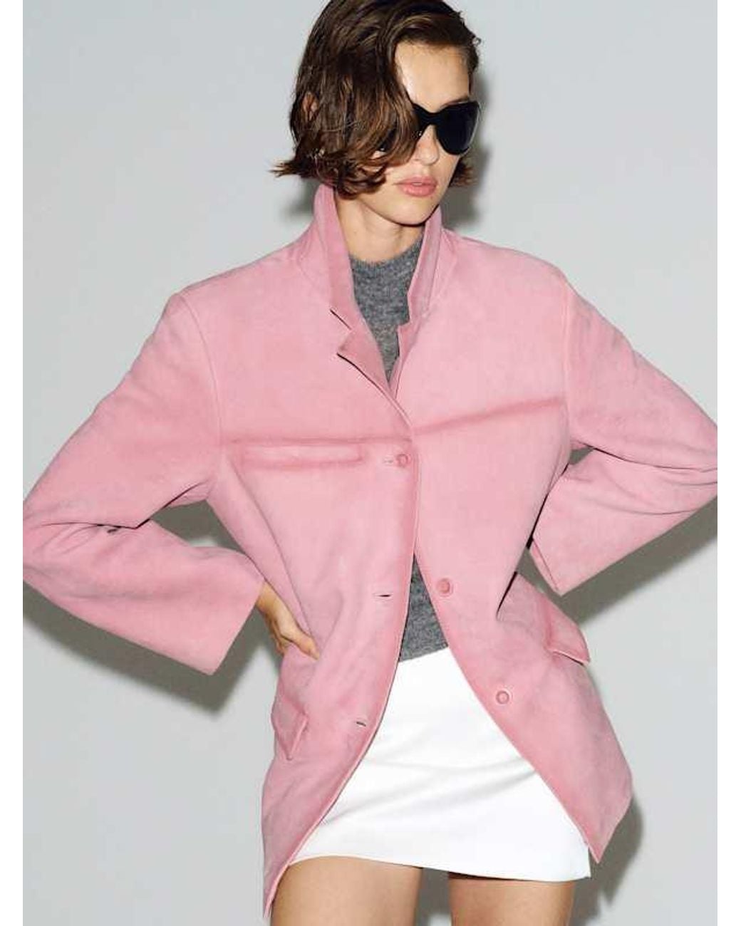 Reformation Pink Veda Rhodes Suede Jacket