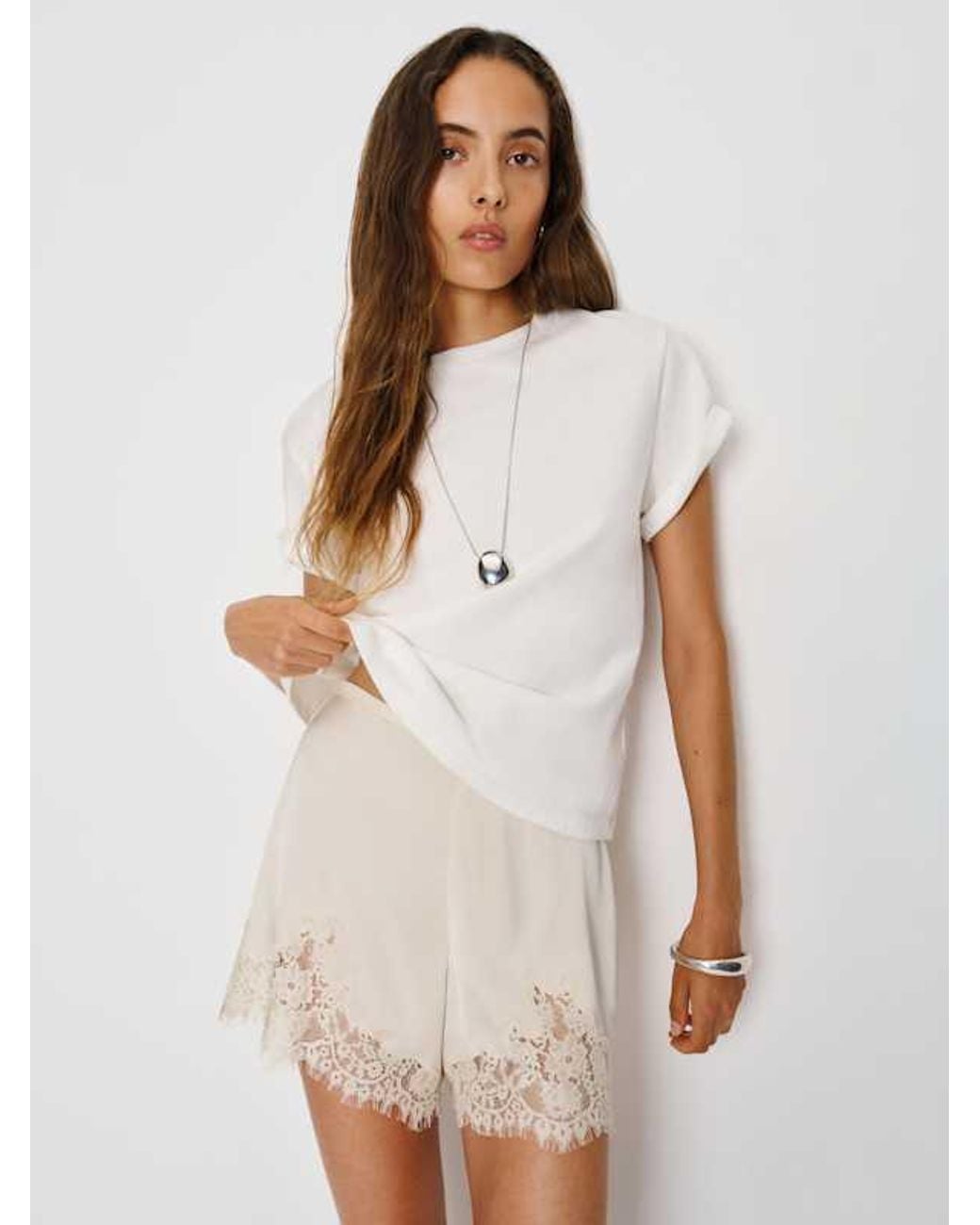 Reformation White Fern Satin Short