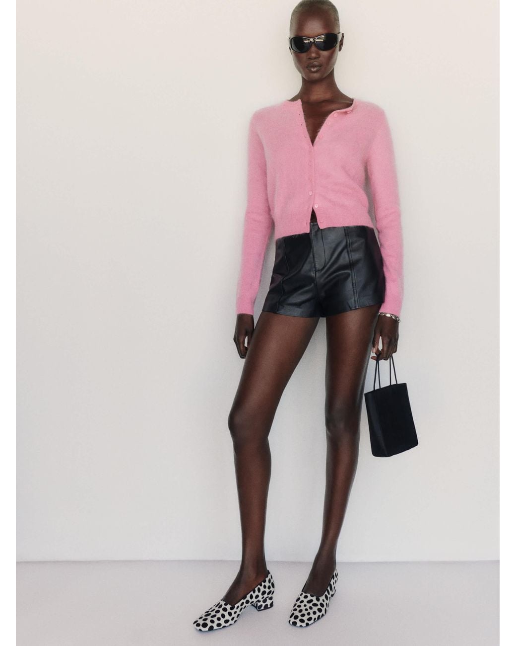 Reformation Pink Caspia Brushed Cashmere Cropped Cardigan