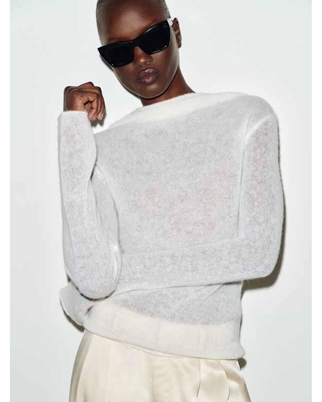 Reformation White Mirelle Sweater
