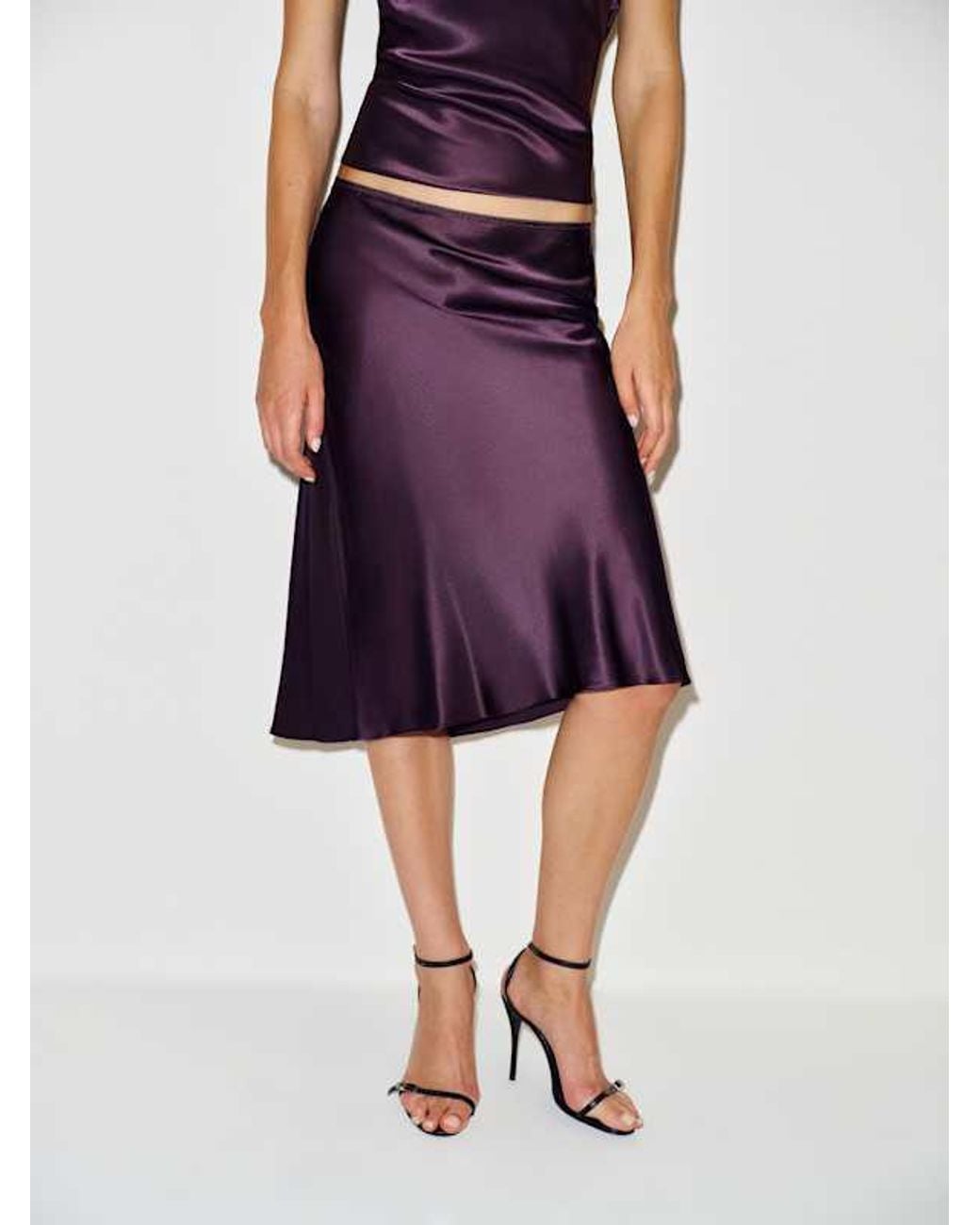 Reformation Purple Layla Silk Knee Length Skirt 0
