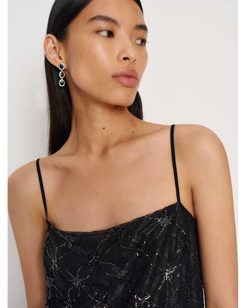 Reformation White Ines Top Sequin