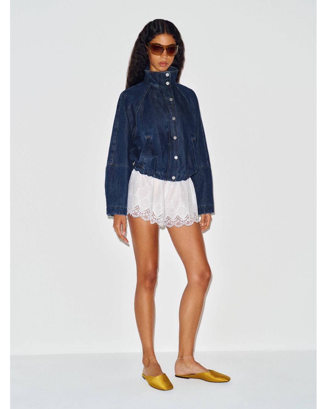 Reformation Blue Corey Denim Bomber Jacket