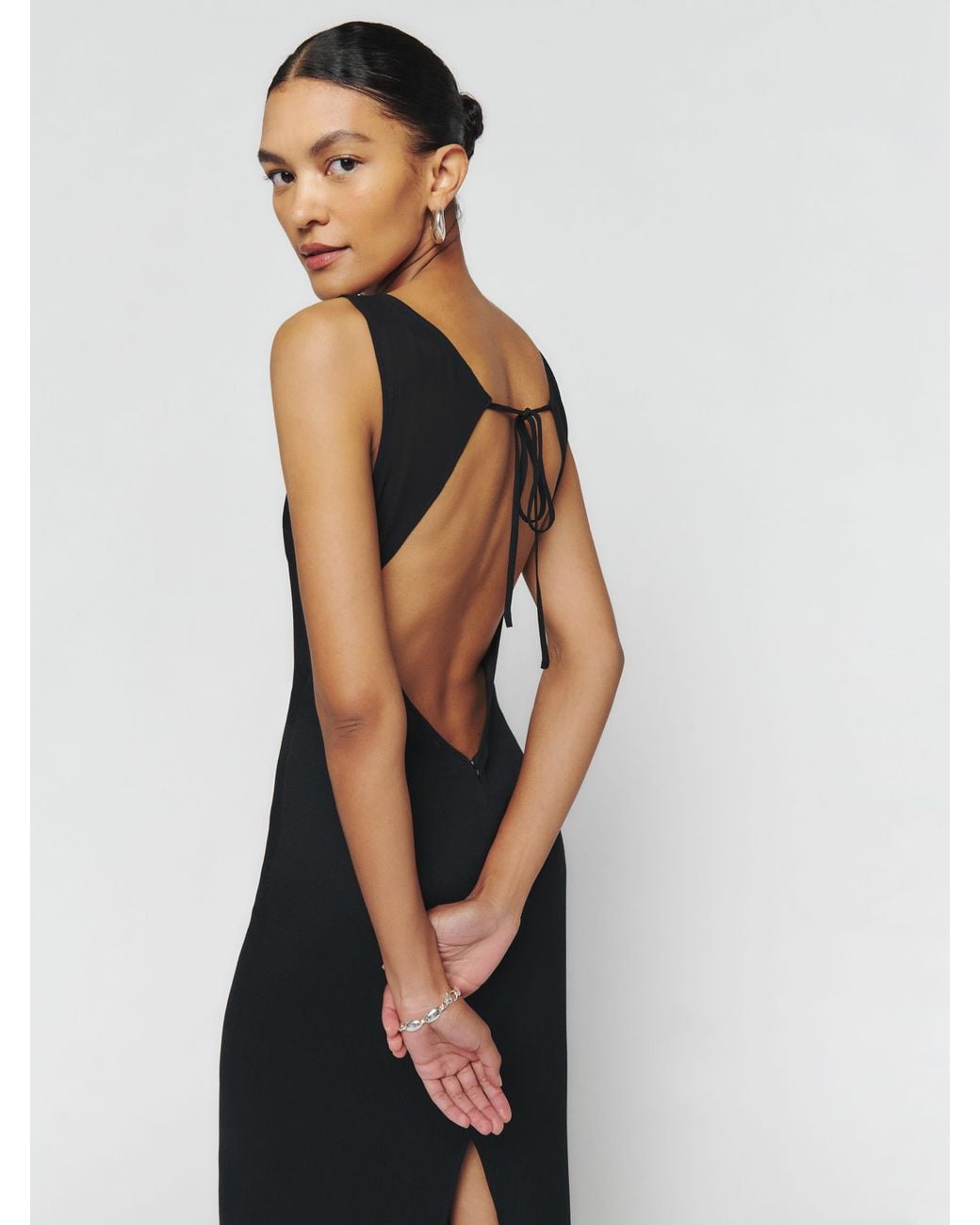 reformation black dress Milano 5990045 100% viscose Dry clean Reformation Laine Cocktail Dress |