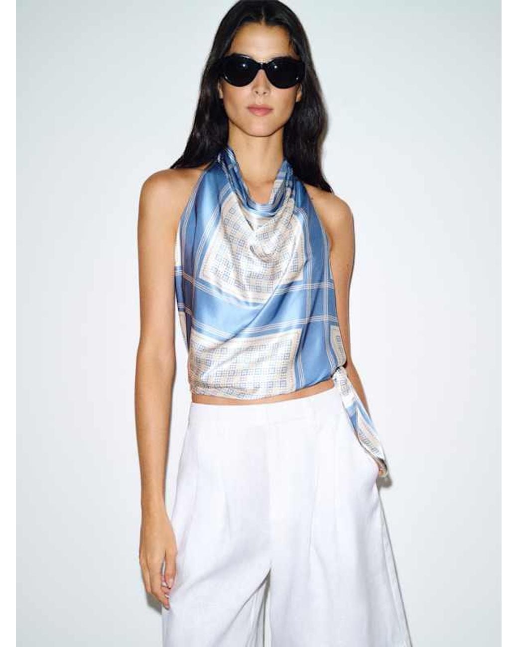 Reformation Blue Jony Silk Top