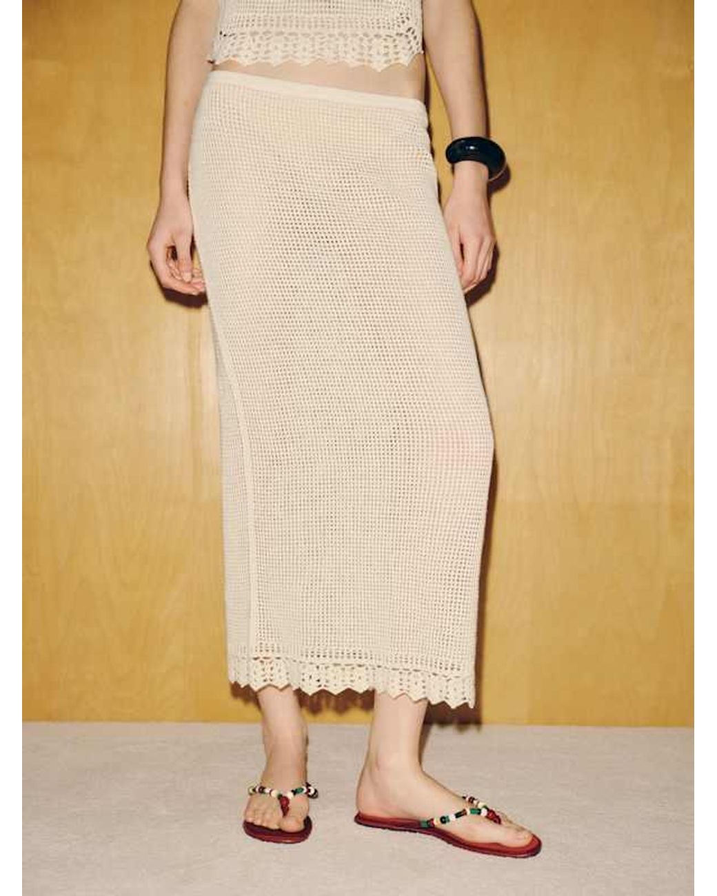 Reformation Green Montana Autumn Crochet Skirt