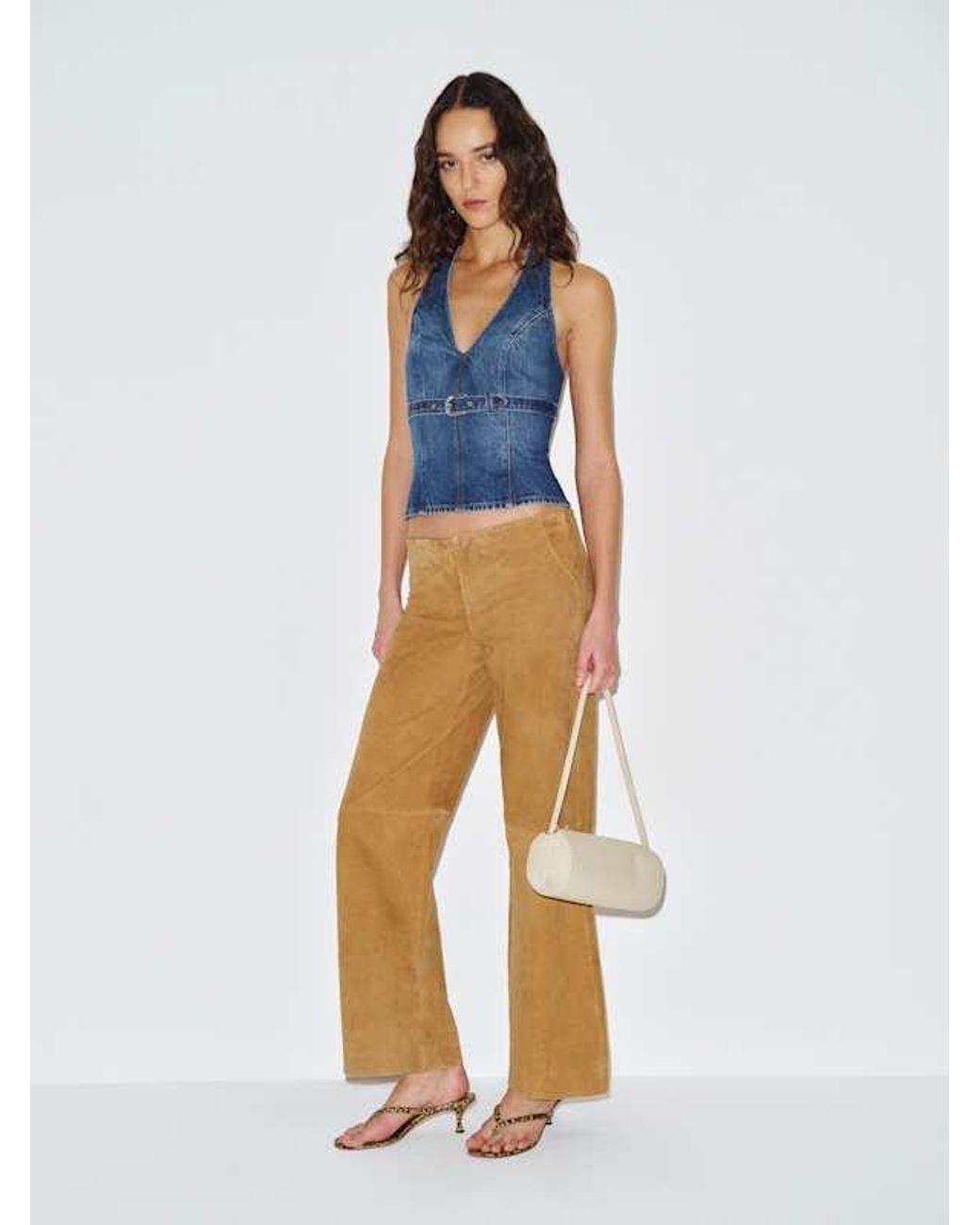 Reformation Blue Randy Denim Halter Top