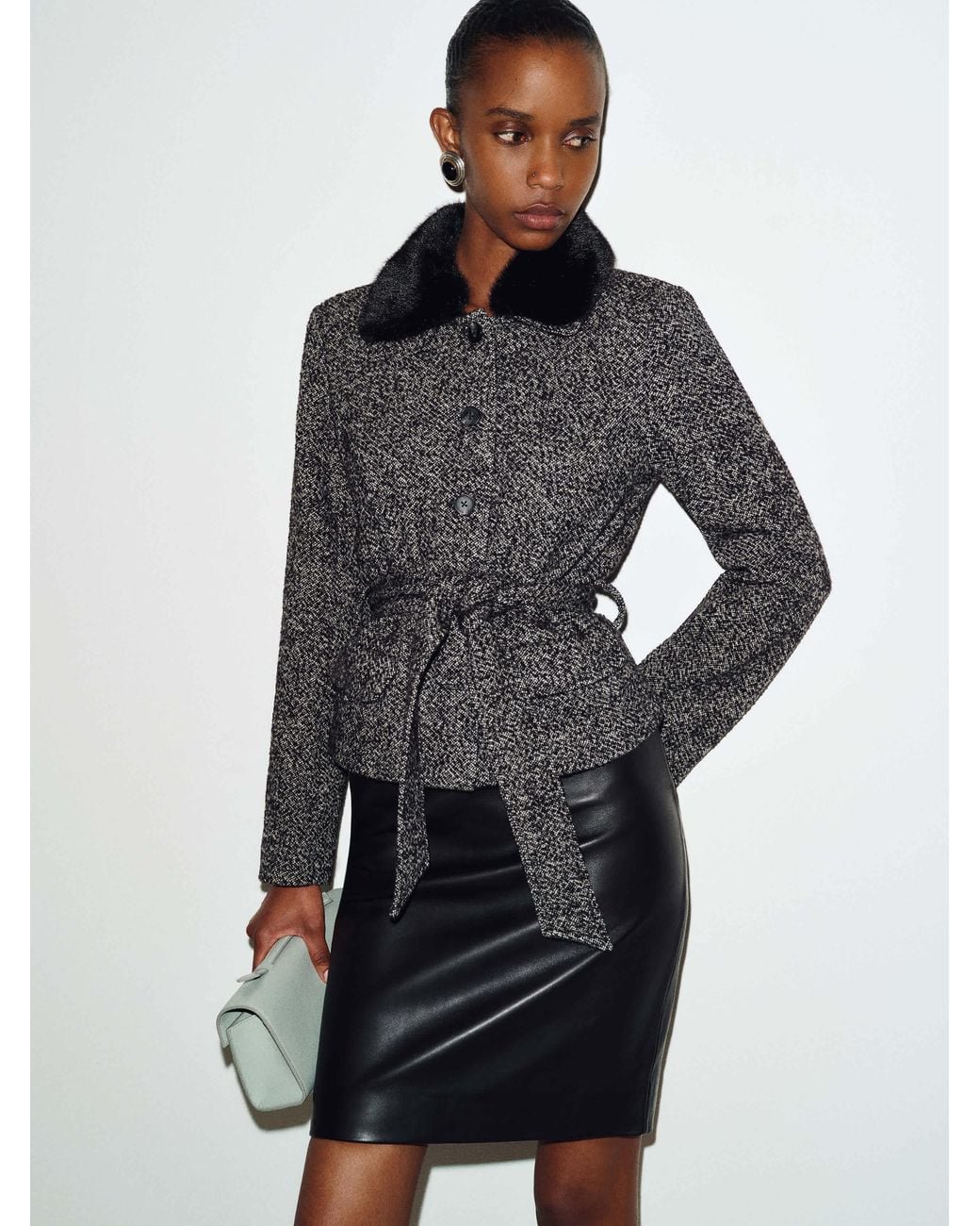 Reformation Black Nola Jacket/ Fur