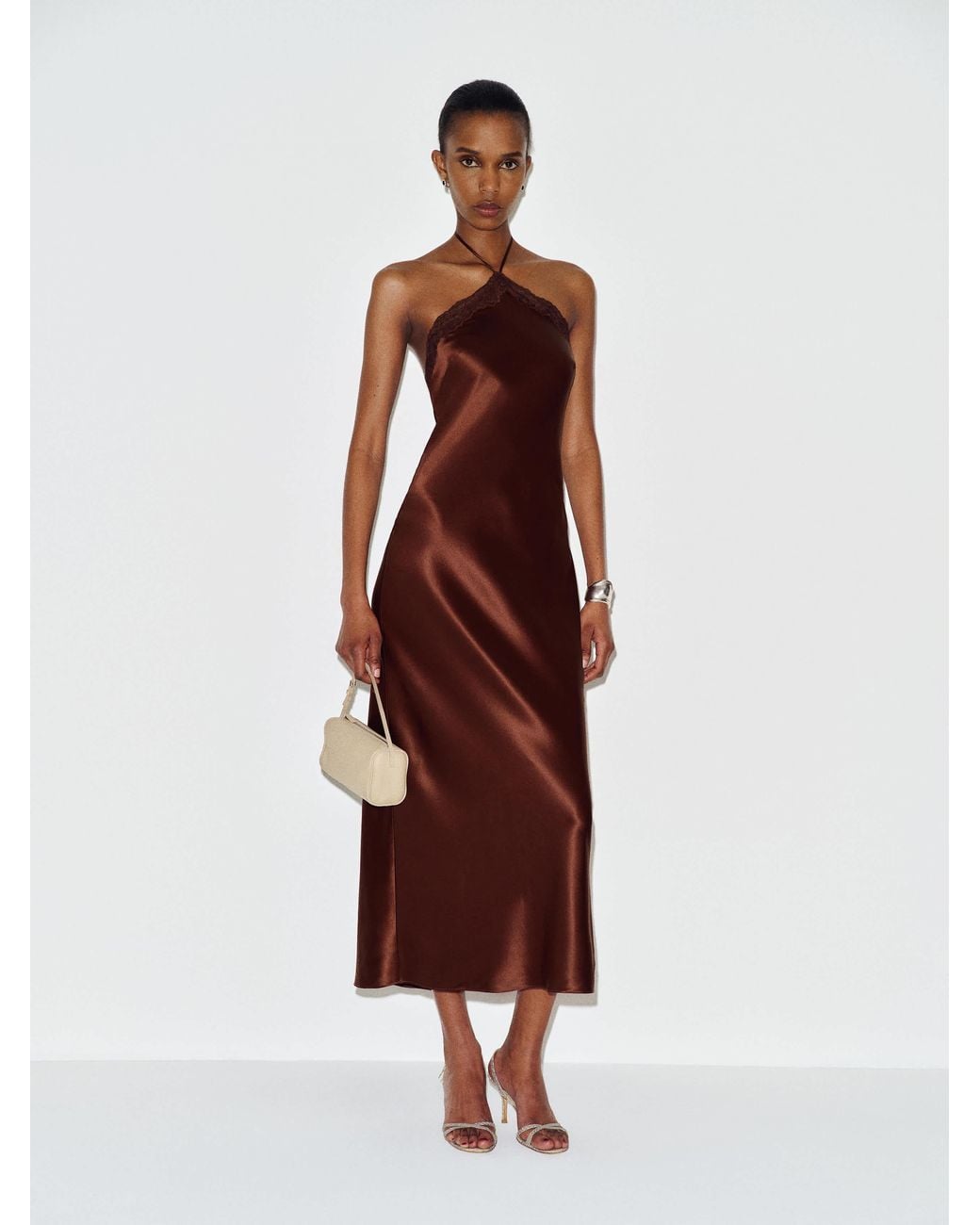 Reformation Aara Silk Dress in Brown